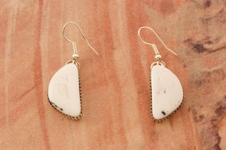 Navajo Jewelry Genuine White Buffalo Turquoise Sterling Silver Earrings